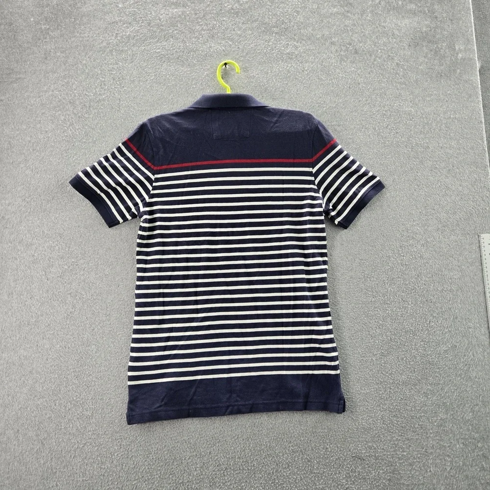 Banana Republic Men Polo S Navy Striped Button Short Sleeve NWT‎